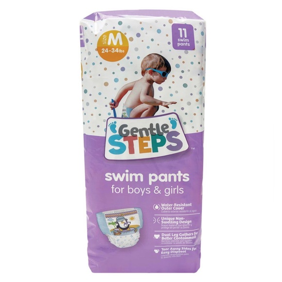 NEW 1pk Gentle Steps Swim Pampers - Waterproof Diapers for Babies & Kids, S M - Picture 2 of 2